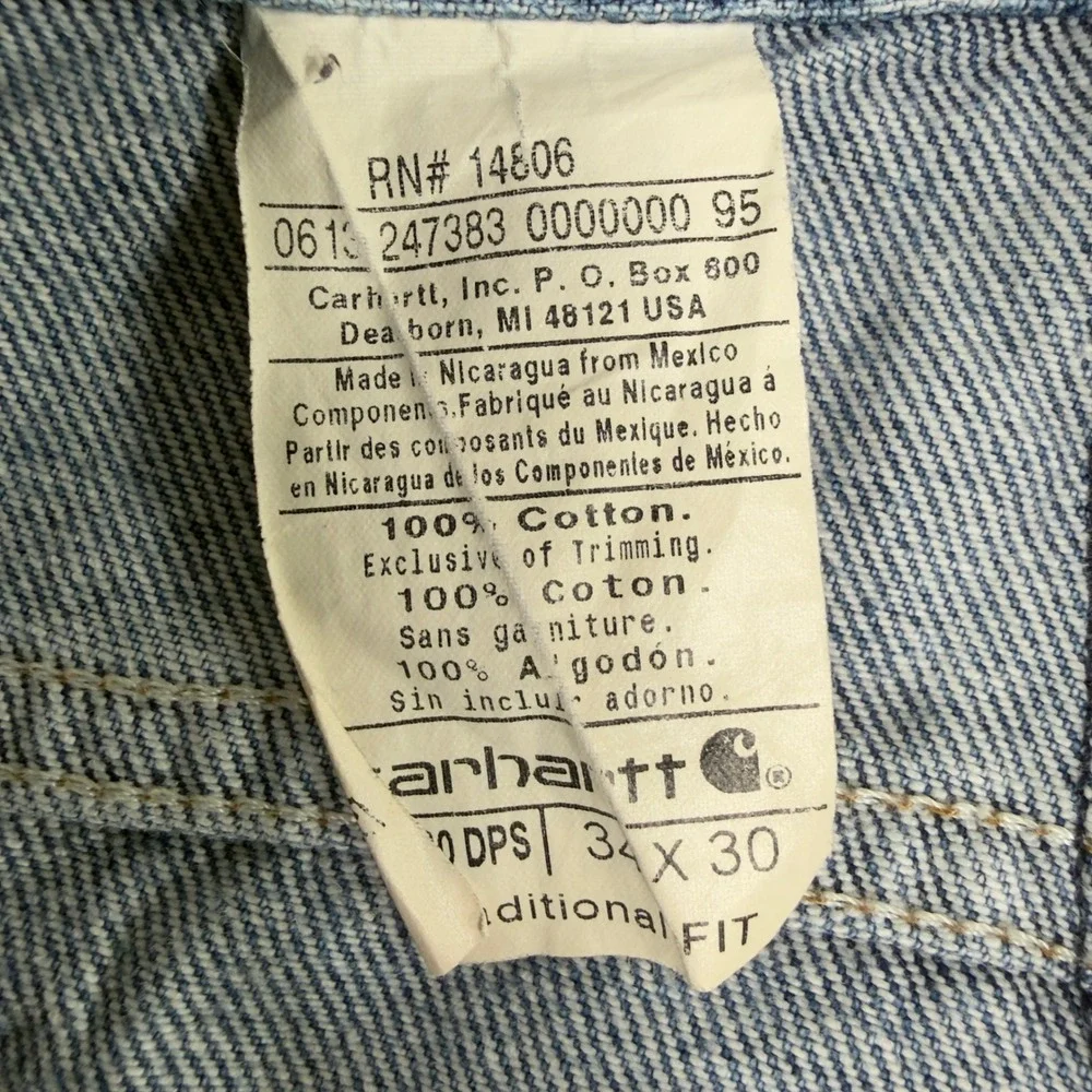 Carhartt Traditional Fit Blue Denim Jeans Mens 34x30 Workwear Straight Leg‎